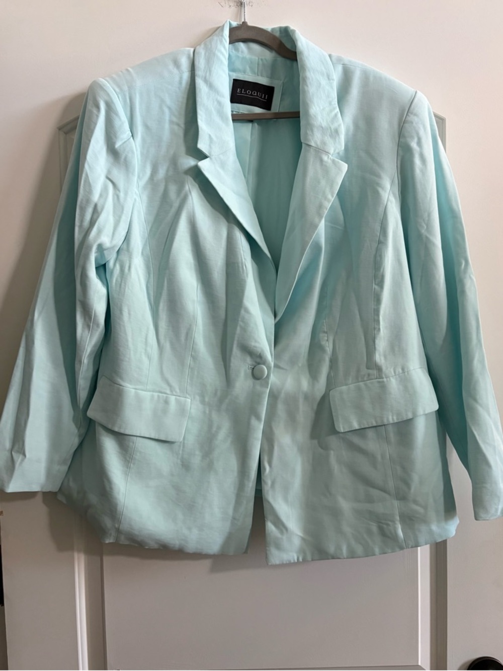 Eloquii Light Teal Single-Button Notch Lapel Blazer